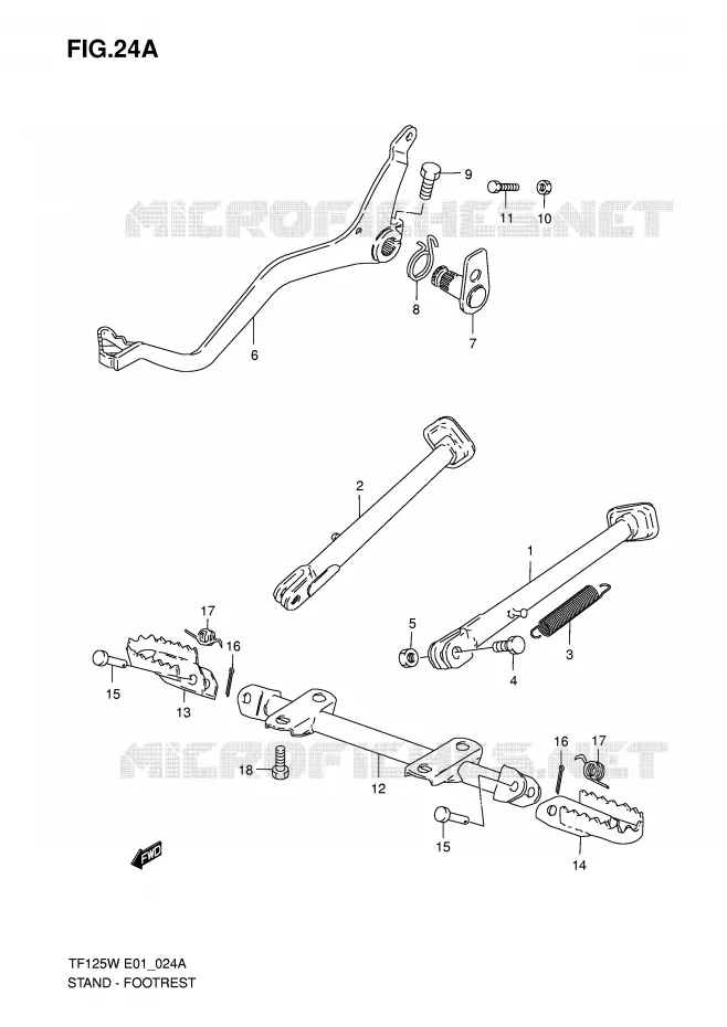 BEQUILLE - REPOSE PIED (MODELE K5) Suzuki MOTO 125 Autres-modeles 2005  TF125K5(E1)