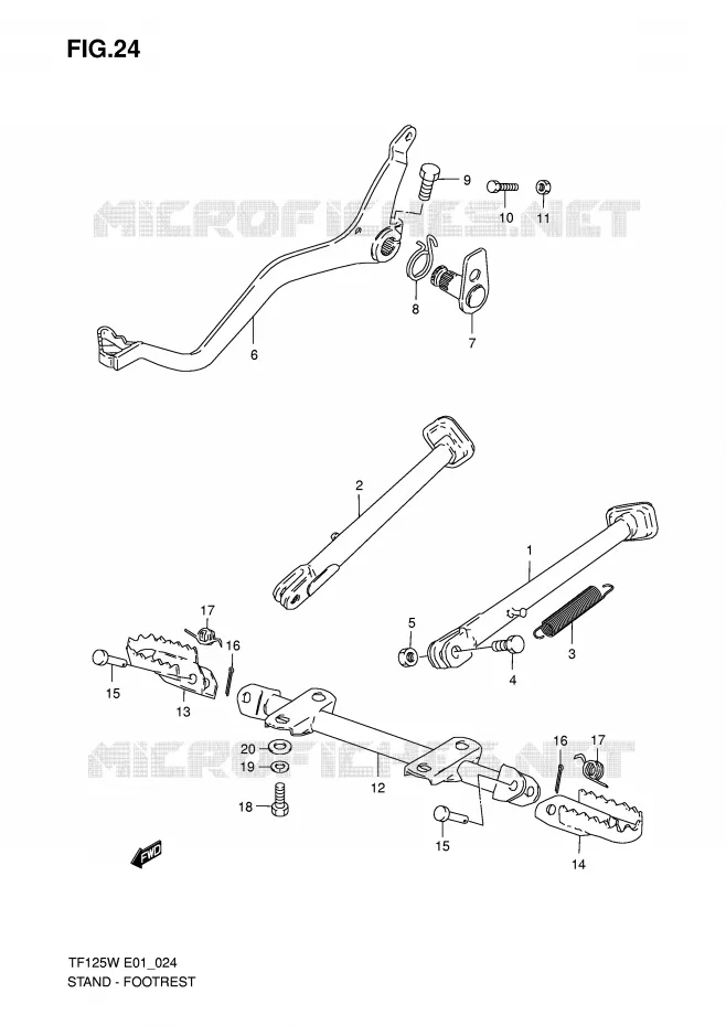 BEQUILLE - REPOSE PIED (MODELE X/W) Suzuki MOTO 125 Autres-modeles 1999  TF125X(E1)
