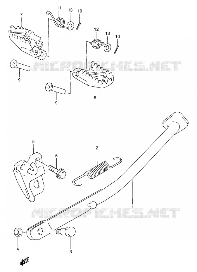 BEQUILLE - REPOSE PIED Suzuki MOTO 250 RMX 1999  RMX250X(E1)