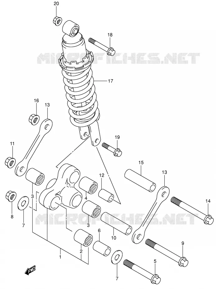 BIELLETTE DE SUSPENSION ARRIERE Suzuki MOTO 650 SV-S 2001  SV650SUK1(E2)
