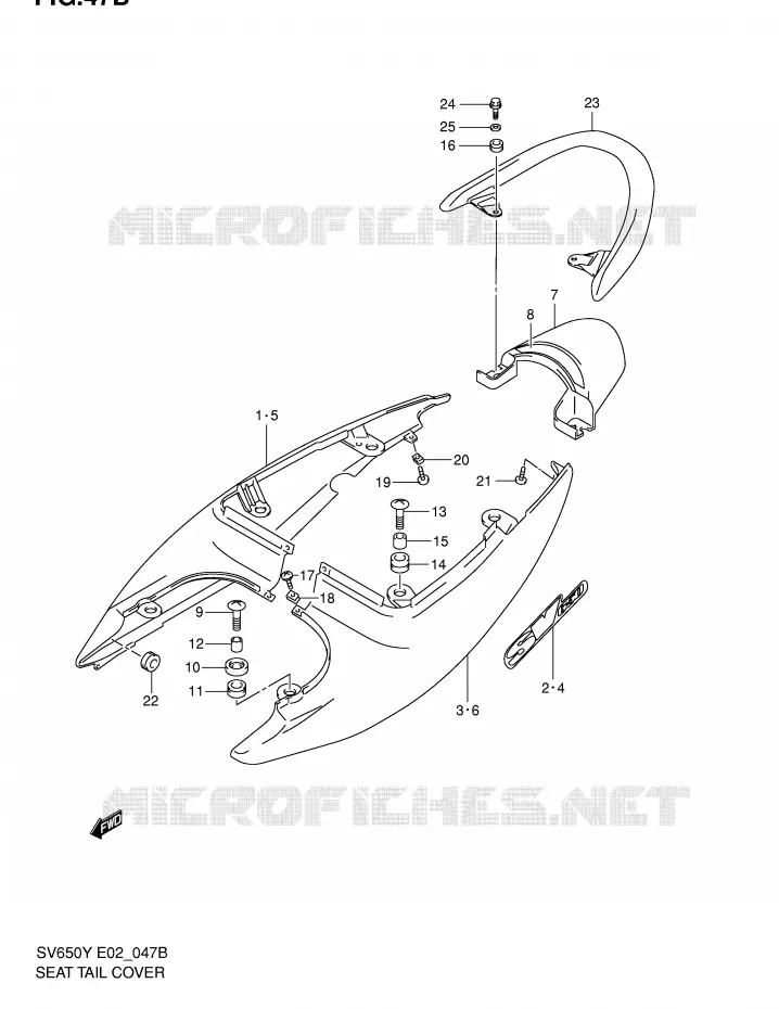 CARENAGE ARRIERE - CAPOT DE SELLE (MODELE K2) Suzuki MOTO 650 SV 2000  SV650UY(E2)