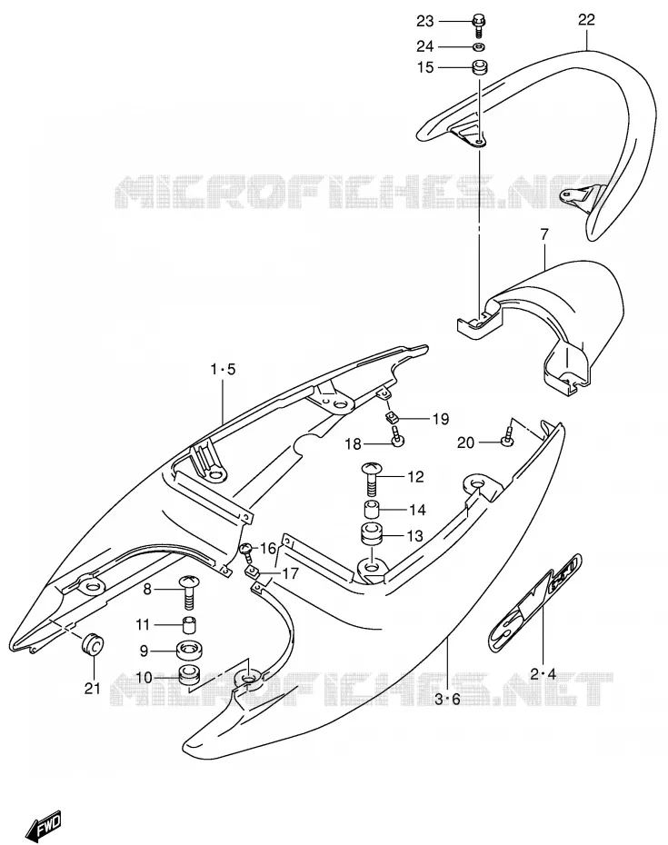 CARENAGE ARRIERE - CAPOT DE SELLE (MODELE X) Suzuki MOTO 650 SV-S 2002  SV650SUK2(E2)