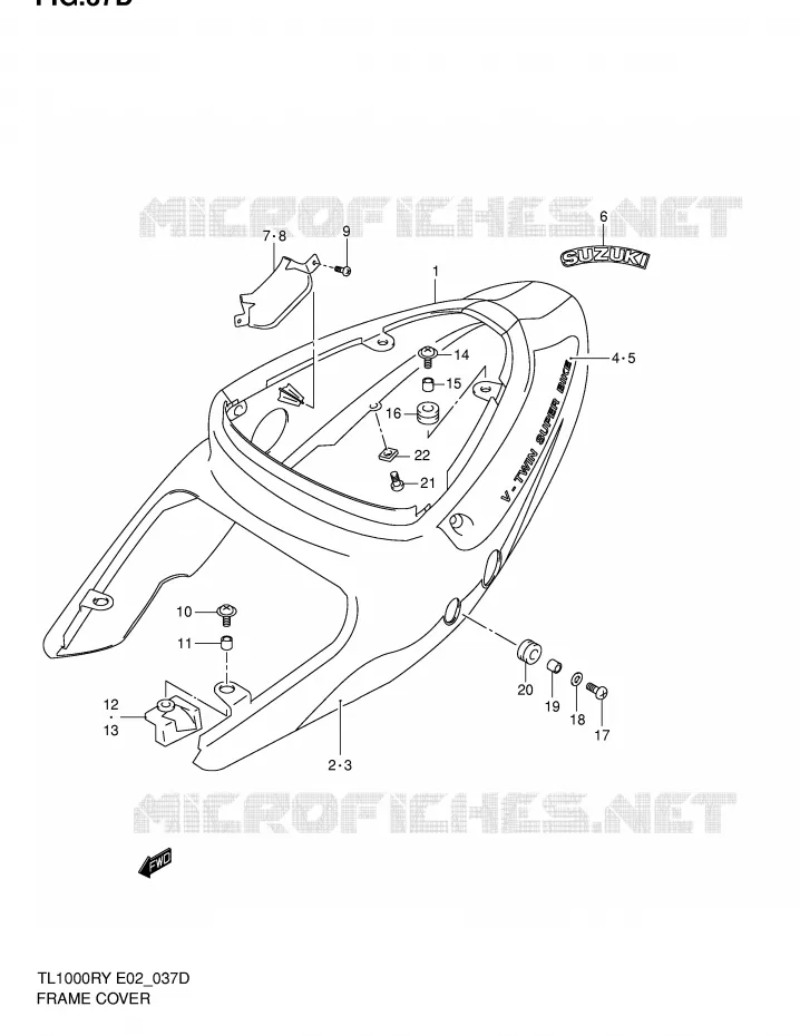 CARENAGES ARRIERE  (MODELE K2) Suzuki MOTO 1000 TL-R 2000  TL1000RY(E2)