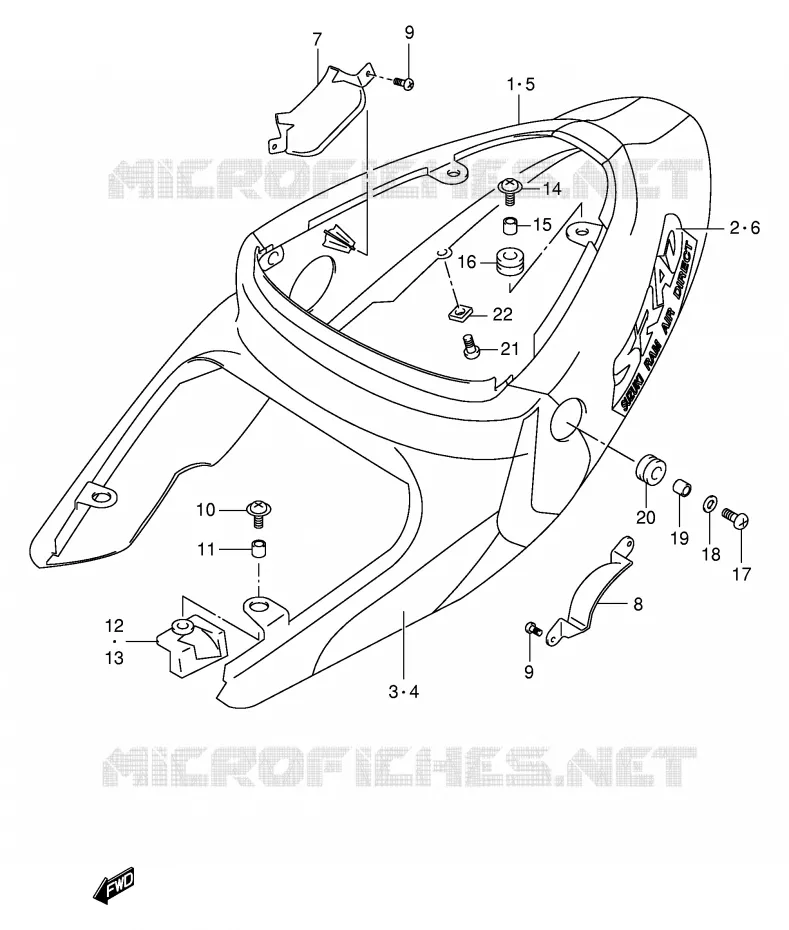CARENAGES ARRIERE  (MODELE X) Suzuki MOTO 1000 TL-R 1998  TL1000RW(E2)