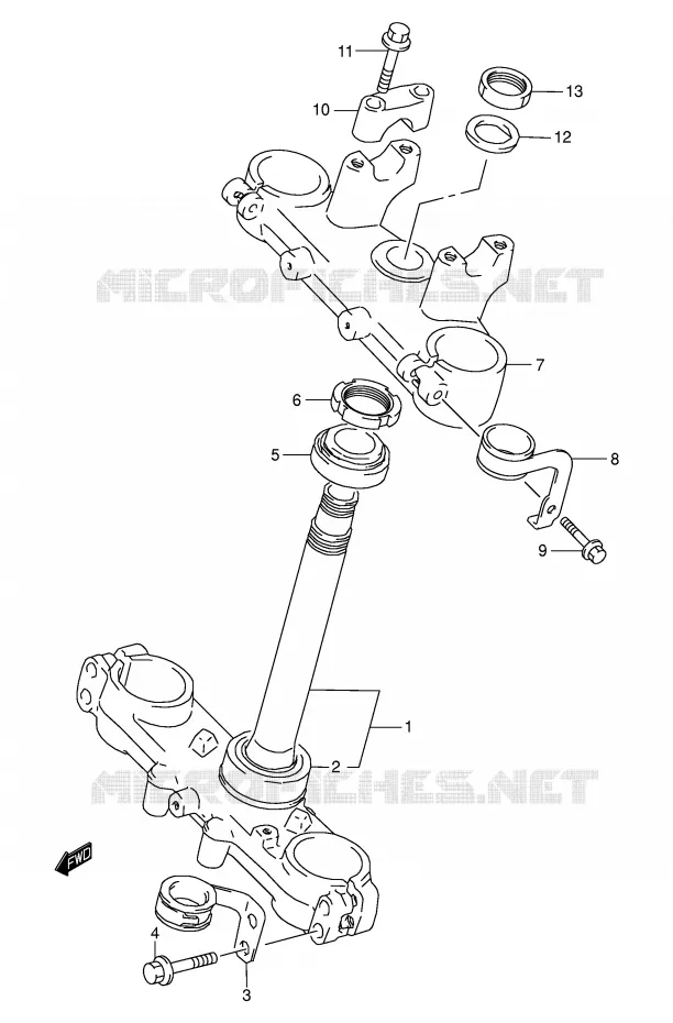 COLONNE DE DIRECTION (E3/E33) Suzuki MOTO 250 DR-Z 2005  DR-Z250K5(E3/E28)