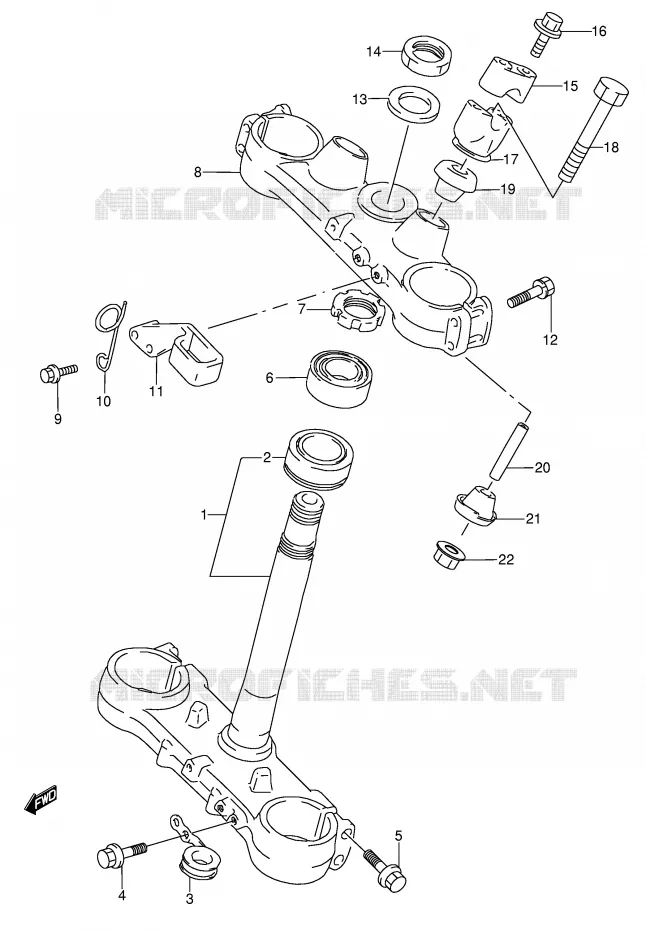 COLONNE DE DIRECTION (MODELE T) Suzuki MOTO 250 RMX 1993  RMX250P(E1)