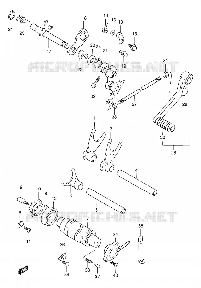 ENSEMBLE DE SELECTION DE VITESSES (MODELE X/Y/K1) Suzuki MOTO 1000 TL-S 2000  TL1000SY(E2)