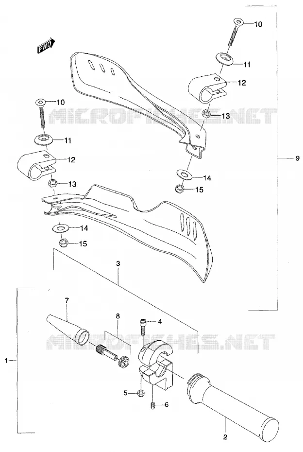 ENSEMBLE LEVIER - COMMODO DROIT Suzuki MOTO 50 RMX 2001  RMX50K1