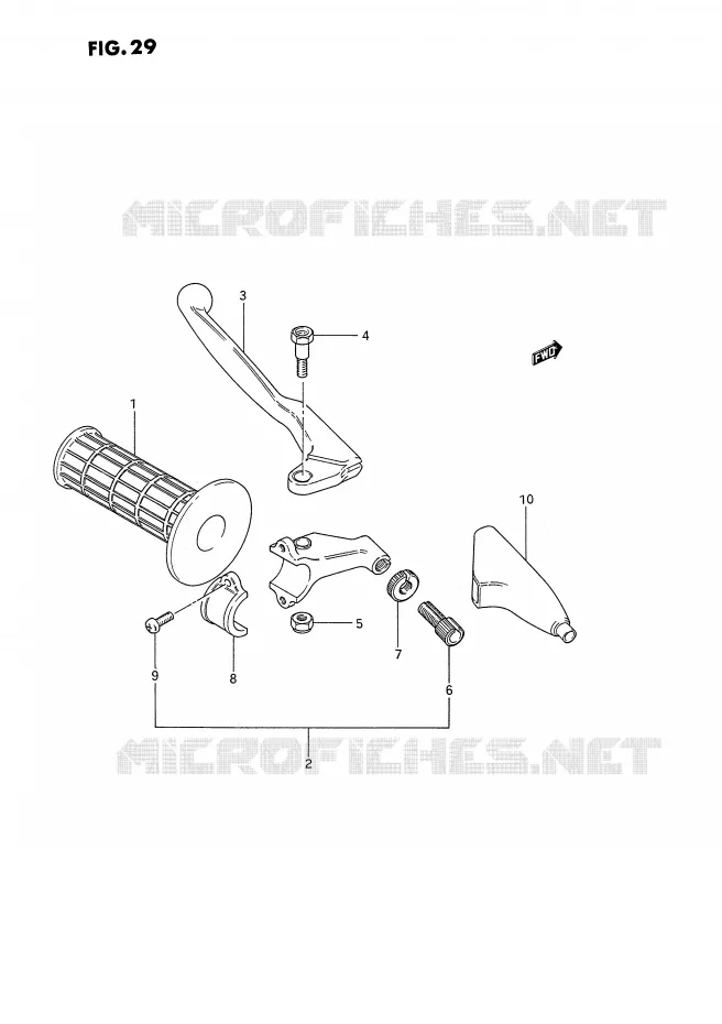 ENSEMBLE LEVIER - POIGNEE GAUCHE (MODELE G/H/J) Suzuki MOTO 80 RM 1987  RM80H(E3)