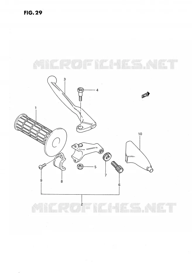 ENSEMBLE LEVIER - POIGNEE GAUCHE (MODELE G/H/J) Suzuki MOTO 80 RM 1988  RM80XJ(E2)