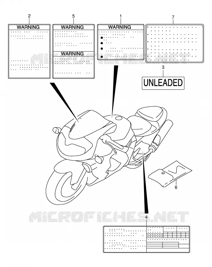 ETIQUETTE (MODELE K1) Suzuki MOTO 1000 TL-R 1999  TL1000RX(E2)