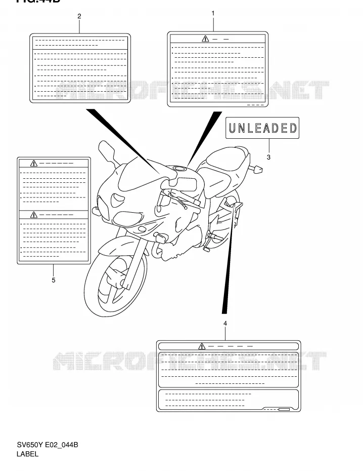 ETIQUETTE (MODELE K2) Suzuki MOTO 650 SV-S 2002  SV650SUK2(E2)
