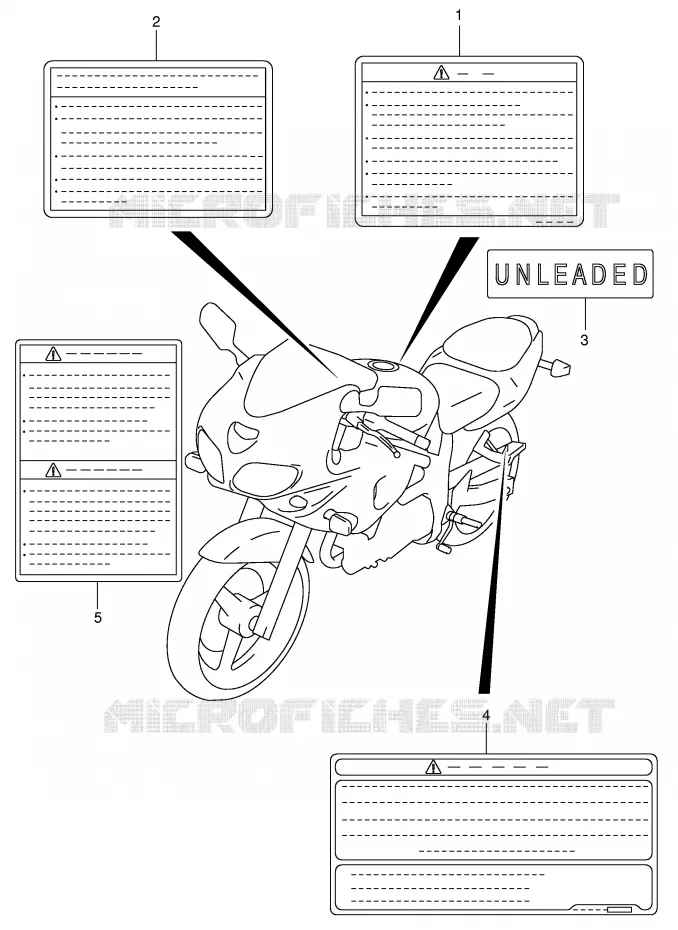 ETIQUETTE (MODELE X/Y) Suzuki MOTO 650 SV 2000  SV650UY(E2)