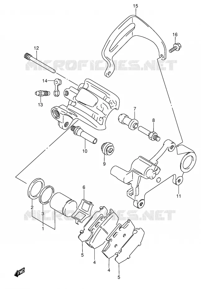 ETRIER DE FREIN ARRIERE (MODELE K) Suzuki MOTO 250 RMX 1992  RMX250N(E1)