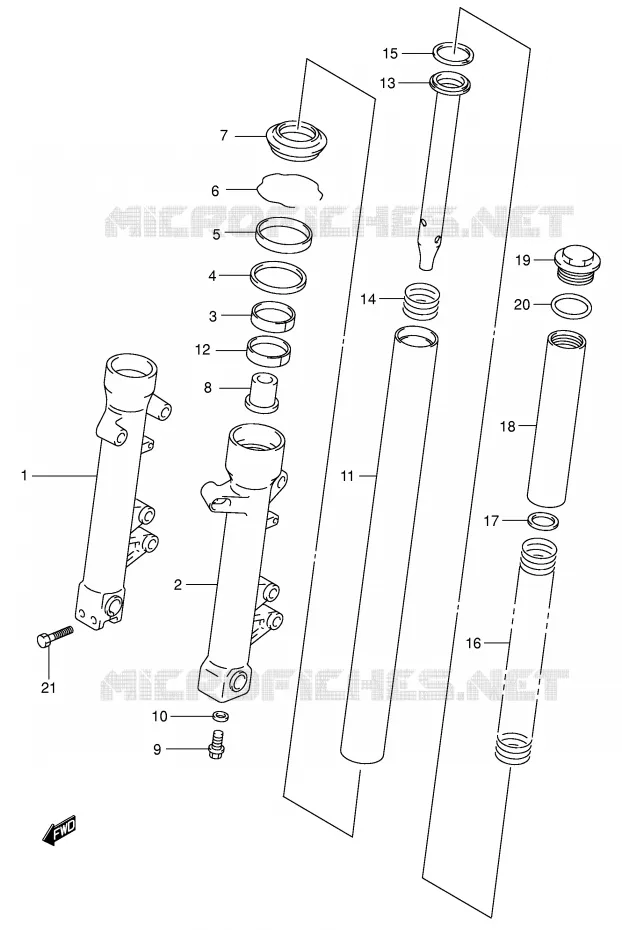 FOURCHE (MODELE K1) Suzuki MOTO 650 SV-S 2001  SV650SUK1(E2)