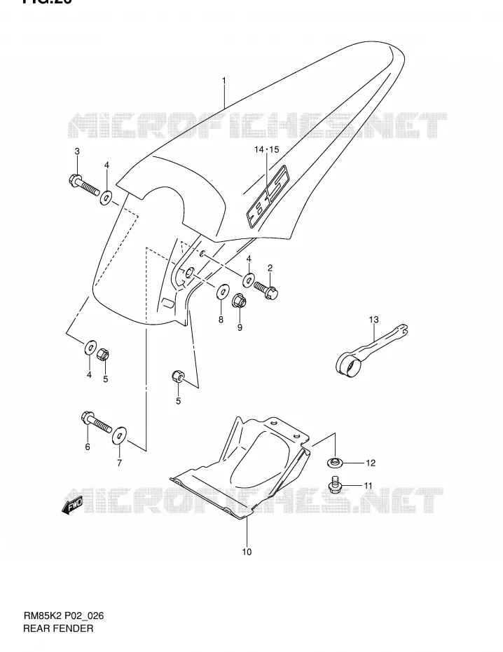 GARDE BOUE ARRIERE Suzuki MOTO 85 RM 2002  RM85K2(P2)