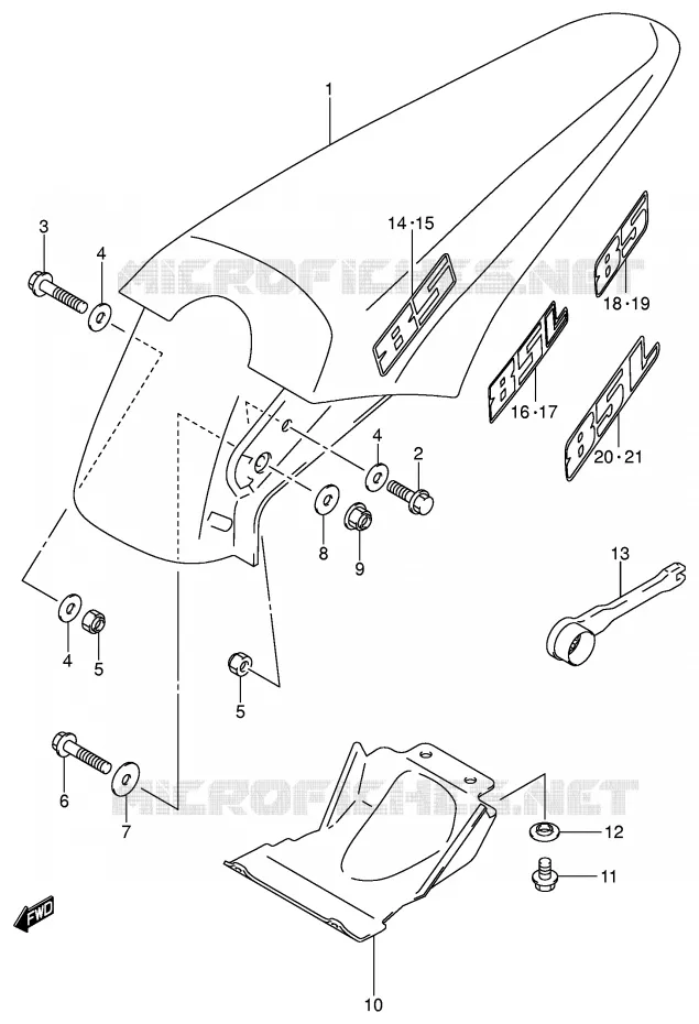 GARDE BOUE ARRIERE Suzuki MOTO 85 RM 2006  RM85K6(P3/P28)