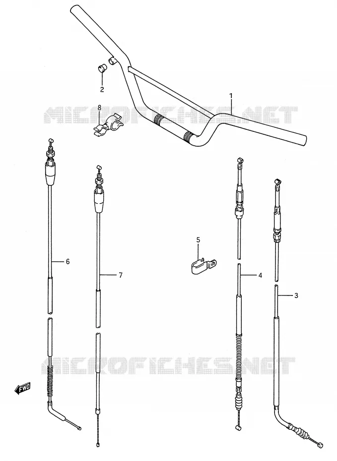 GUIDON - CABLES Suzuki MOTO 80 RM 1993  RM80P(E28)