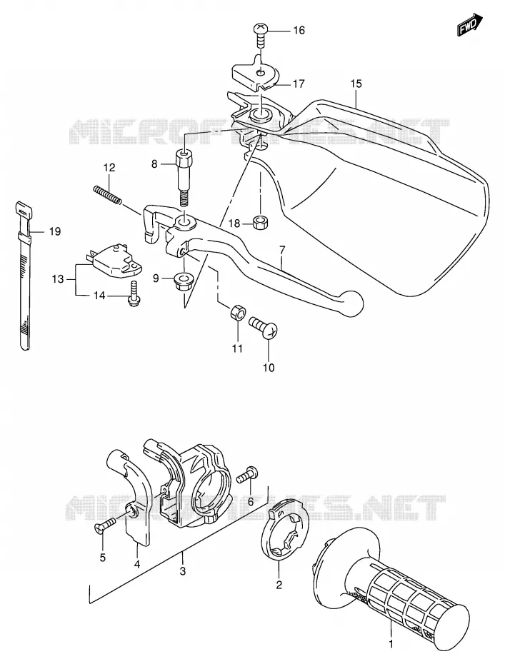 GUIDON DROIT Suzuki MOTO 250 RMX 1999  RMX250SX(E24)