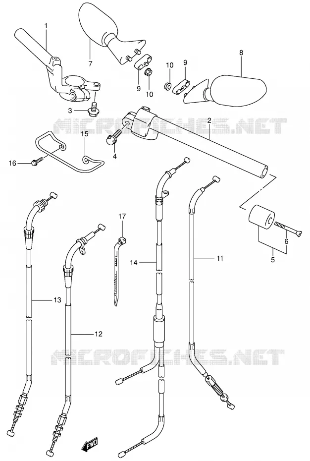 GUIDON (SV650SX/SY/SK1/SK2) Suzuki MOTO 650 SV-S 2001  SV650SUK1(E2)