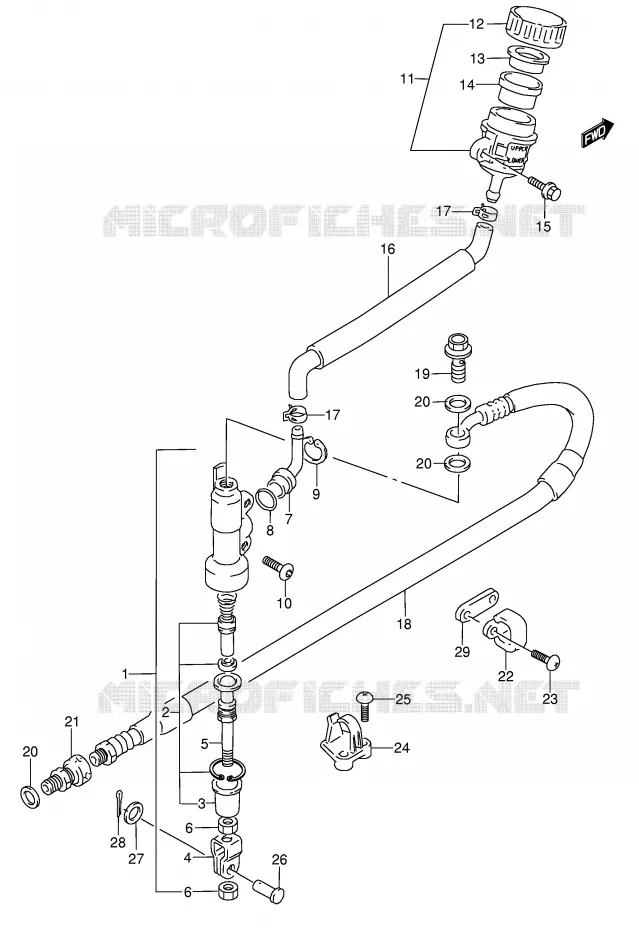 MAITRE CYLINDRE ARRIERE (MODELE K) Suzuki MOTO 250 RMX 1993  RMX250P(E1)