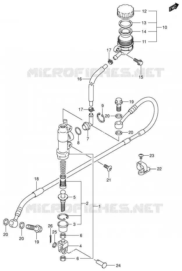 MAITRE CYLINDRE ARRIERE (MODELE K1/K2) Suzuki MOTO 125 RM 2005  RM125K5(E3/E28)