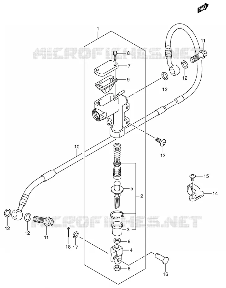 MAITRE CYLINDRE ARRIERE (MODELE K4) Suzuki MOTO 125 RM 2003  RM125K3