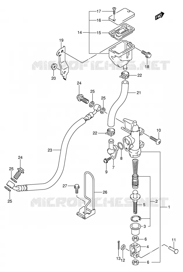 MAITRE CYLINDRE ARRIERE (SV1000SK3/S1K3/S2K3) Suzuki MOTO 1000 SV 2005  SV1000S1K5(E2)