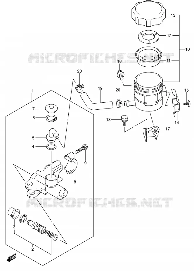 MAITRE CYLINDRE AVANT (SV650SX/SUX/SY/SUY/SK1/SK2/SUK2) Suzuki MOTO 650 SV-S 2000  SV650SUY(E2)