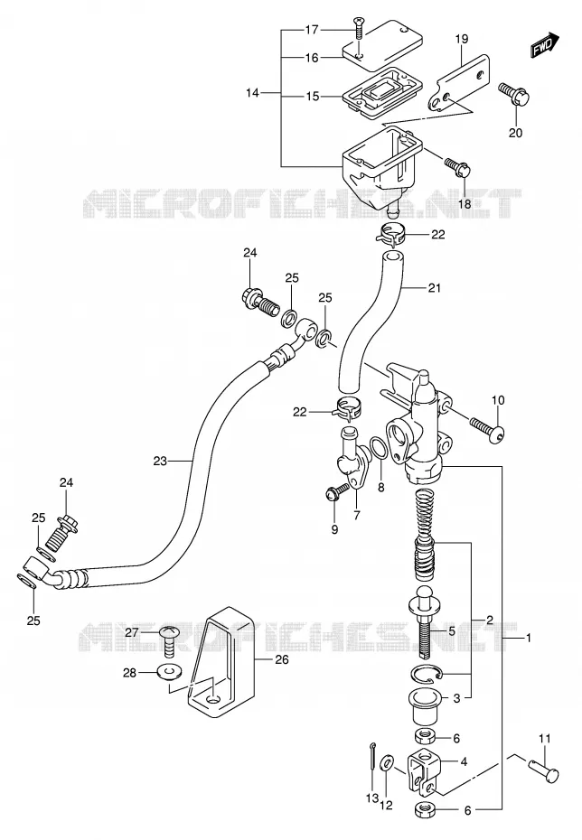 MAITRE CYLINDRE DE FREIN ARRIERE (SV1000K5/U1K5/U2K5/SK5/S1K5/S2K5) Suzuki MOTO 1000 SV 2004  SV1000S2K4(E2)