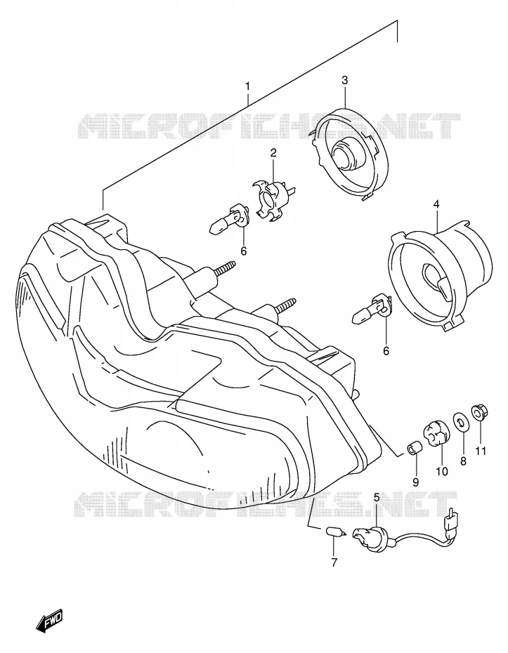 PHARE (MODELE W/X/Y/K1 E4,E18,E22,E25,E34) Suzuki MOTO 1000 TL-S 1998  TL1000SW(E2)