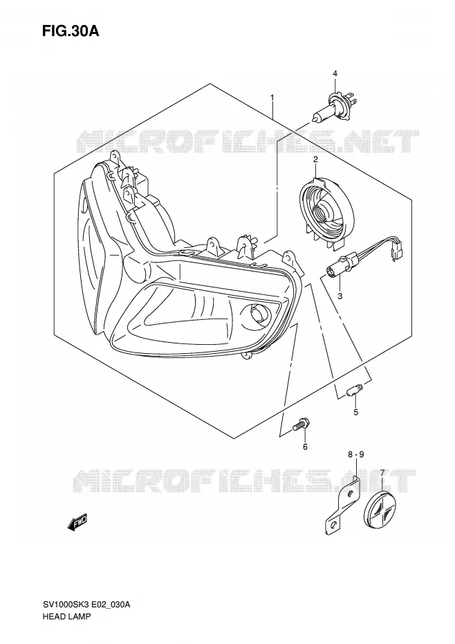 PHARE (SV1000S E24) Suzuki MOTO 1000 SV 2003  SV1000SK3(E2)