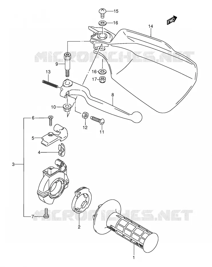 PROTEGE MAIN DROIT (MODELE K/L/M) Suzuki MOTO 250 RMX 1991  RMX250M(E1)