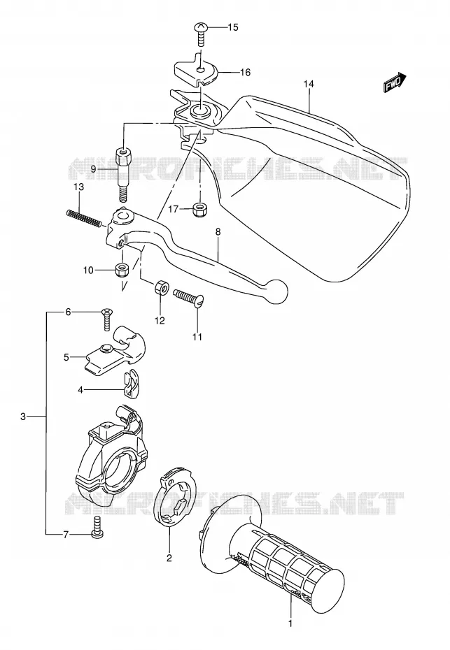 PROTEGE MAIN DROIT (MODELE N/S/T) Suzuki MOTO 250 RMX 1991  RMX250M(E1)