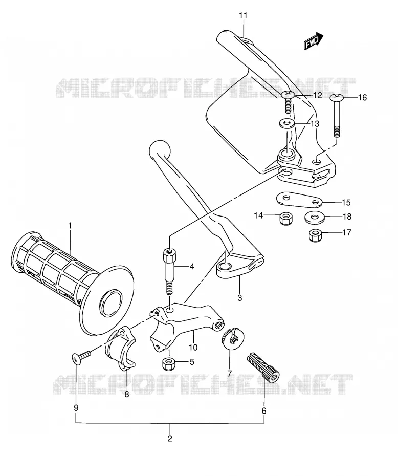 PROTEGE MAIN GAUCHE (MODELE N/S/T) Suzuki MOTO 250 RMX 1992  RMX250N(E1)