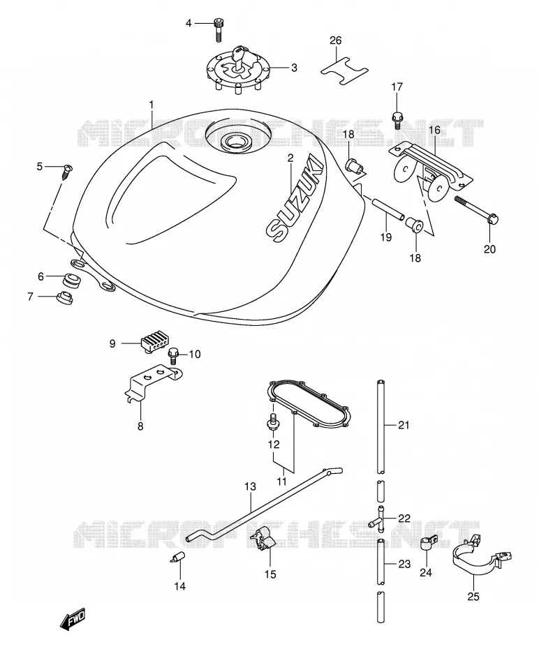RESERVOIR D'ESSENCE (MODELE K1) Suzuki MOTO 1000 TL-R 2000  TL1000RY(E2)