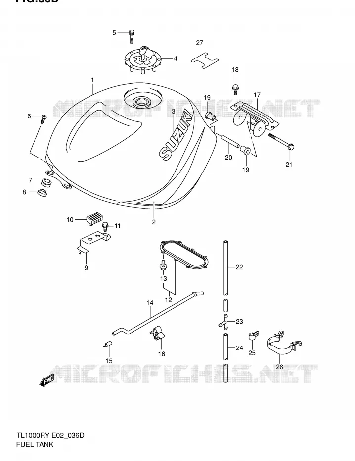 RESERVOIR D'ESSENCE (MODELE K2) Suzuki MOTO 1000 TL-R 1998  TL1000RW(E2)