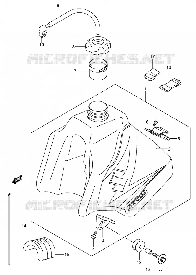 RESERVOIR D'ESSENCE (MODELE K5) Suzuki MOTO 250 DR-Z 2003  DR-Z250K3(E24)