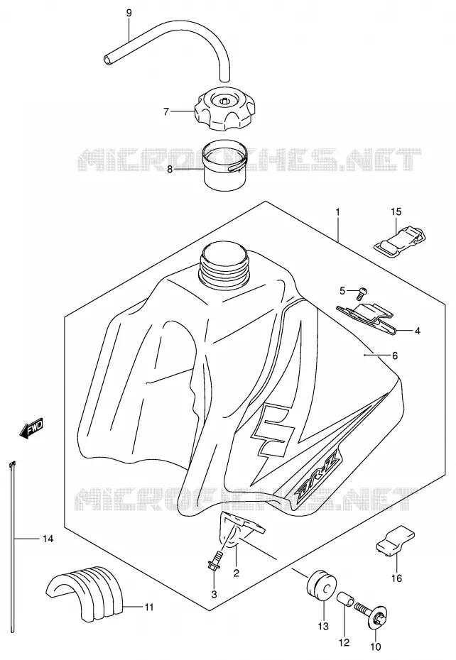 RESERVOIR D'ESSENCE (MODELE K5) Suzuki MOTO 250 DR-Z 2005  DR-Z250K5(E3/E28)