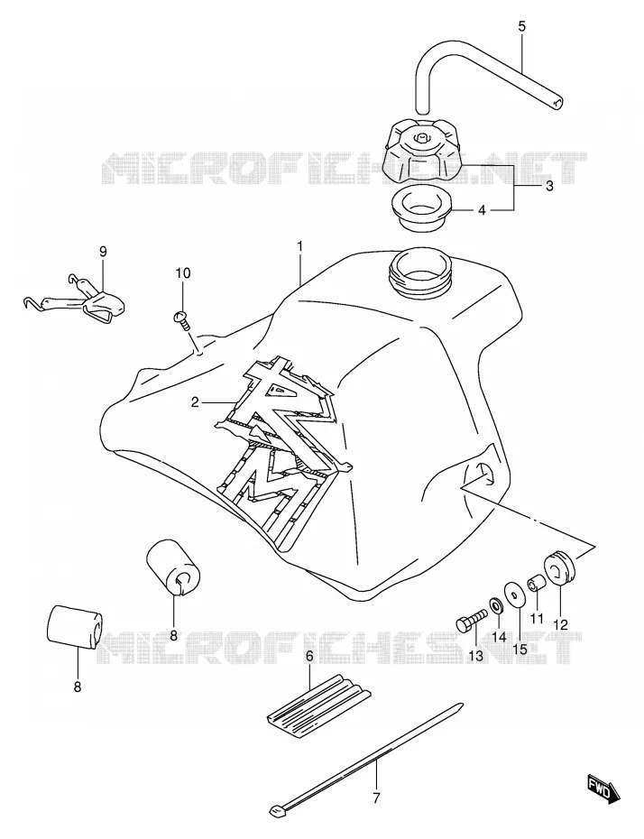 RESERVOIR D'ESSENCE (MODELE V) Suzuki MOTO 80 RM 1996  RM80T(E24)
