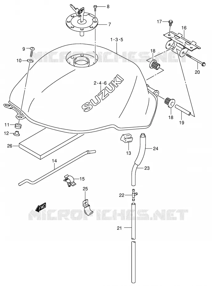 RESERVOIR D'ESSENCE (MODELE X/Y) Suzuki MOTO 650 SV 2002  SV650K2(E2)