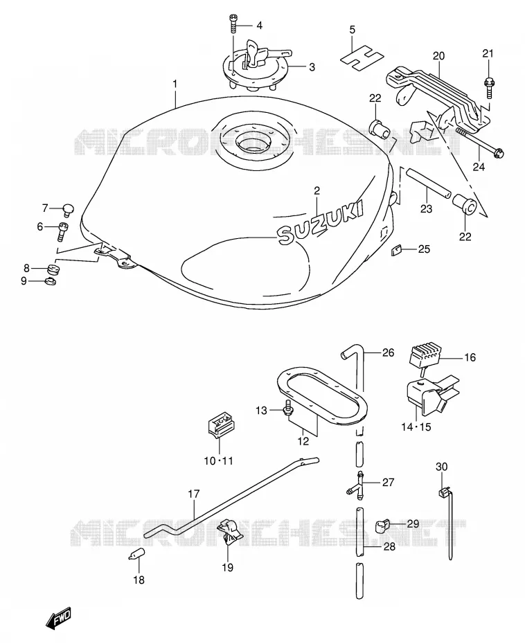 RESERVOIR D'ESSENCE (MODELE Y/K1) Suzuki MOTO 1000 TL-S 1998  TL1000SW(E2)