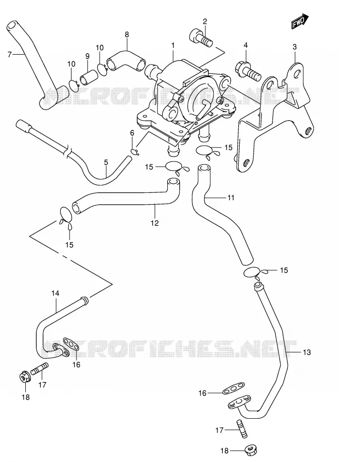 SYSTEME RECYCLAGE GAZ ECHAPPEMENT (E18) Suzuki MOTO 650 SV-S 2000  SV650SUY(E2)