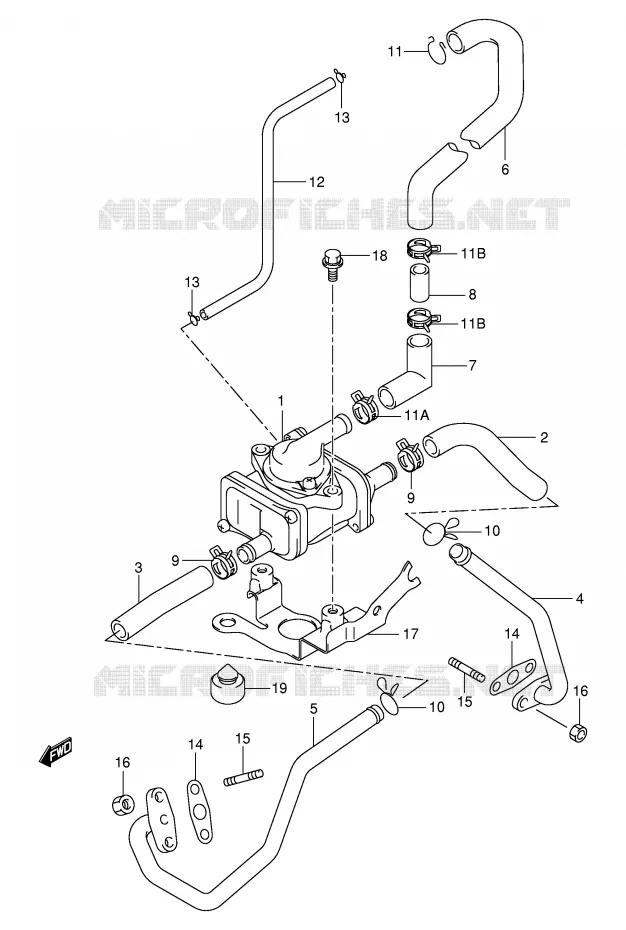 SYSTEME RECYCLAGE GAZ ECHAPPEMENT (MODELE W/X/Y/K1 E18,E22) Suzuki MOTO 1000 TL-S 2001  TL1000SK1(E2)