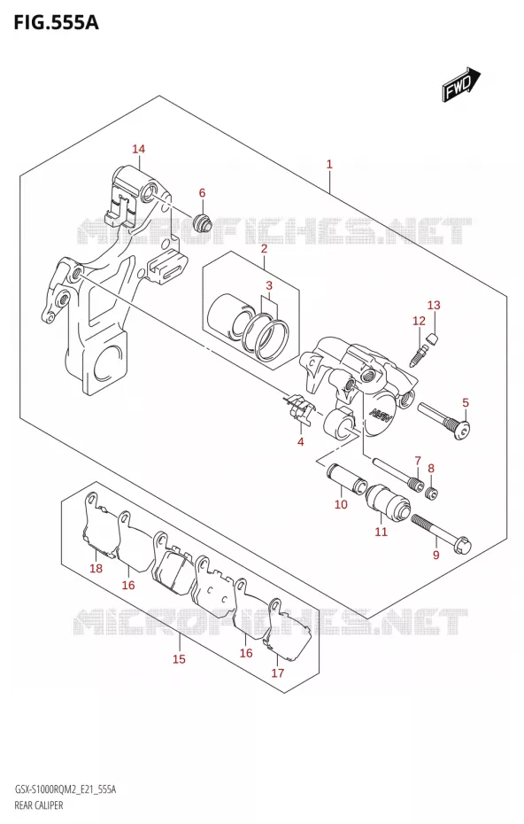ETRIER DE FREIN ARRIERE Suzuki MOTO 1000 GSX-S 2022  GSX-S1000RQ 2022 M2 (E21)