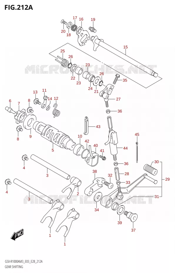 ENSEMBLE DE SELECTION DE VITESSES Suzuki MOTO 1000 GSX-R 2023  GSX-R1000A / GSX-R1000RA / GSX-R1000RZA M3 (E03 E33 E28)