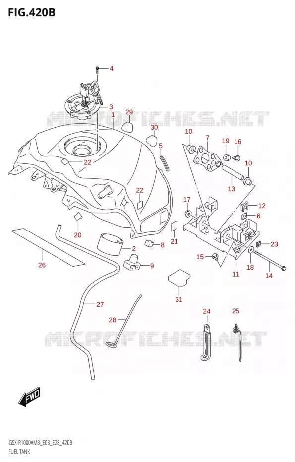 RESERVOIR D'ESSENCE (GSX-R1000A:E33) Suzuki MOTO 1000 GSX-R 2023  GSX-R1000A / GSX-R1000RA / GSX-R1000RZA M3 (E03 E33 E28)