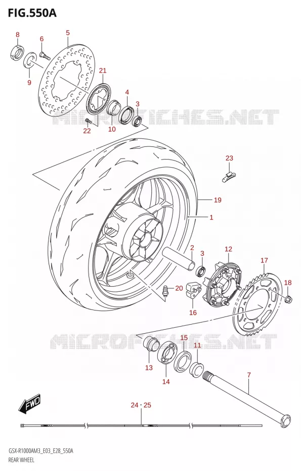 ROUE ARRIERE (GSX-R1000A,GSX-R1000RA) Suzuki MOTO 1000 GSX-R 2023  GSX-R1000A / GSX-R1000RA / GSX-R1000RZA M3 (E03 E33 E28)