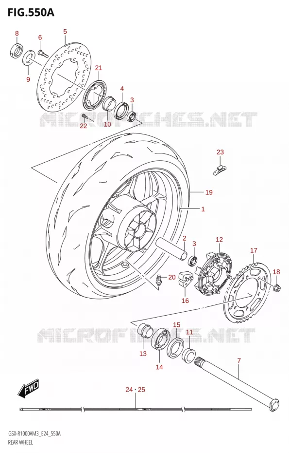 ROUE ARRIERE (GSX-R1000A,GSX-R1000RA) Suzuki MOTO 1000 GSX-R 2023  GSX-R1000A / GSX-R1000RA / GSX-R1000RZA M3 (E24)