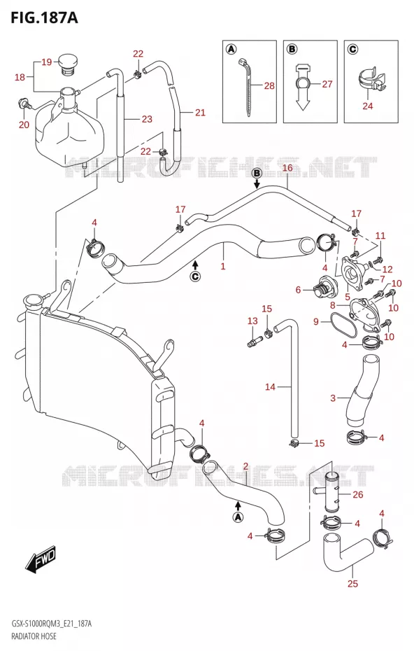 DURITES DE RADIATEUR - VASE D'EXPANSION Suzuki MOTO 1000 GSX-S 2023  GSX-S1000RQ M3